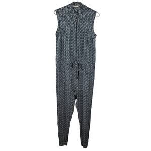 Devotion Twins Black White Sleeveless Zip Front Drawstring Jumpsuit Size XS